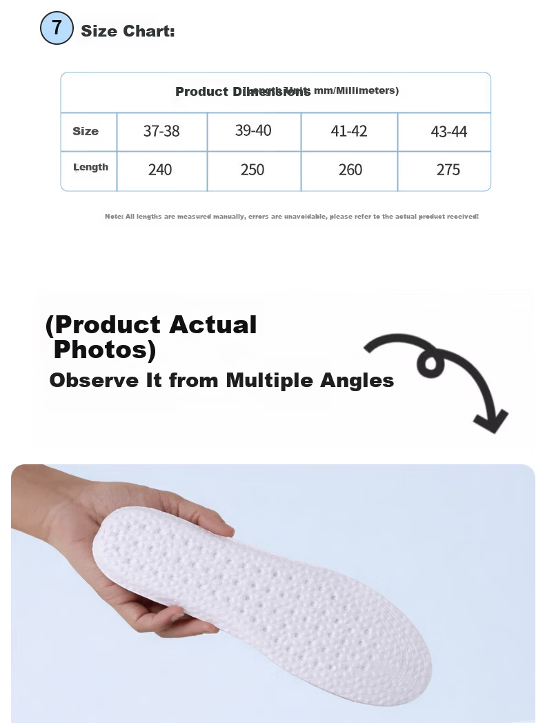 FOOTOPPO Sports Insoles for Men Military Training Ultra-Soft Shock Absorbing Insoles for Men's Basketball Shoes Running Shoes Insoles for Women 25