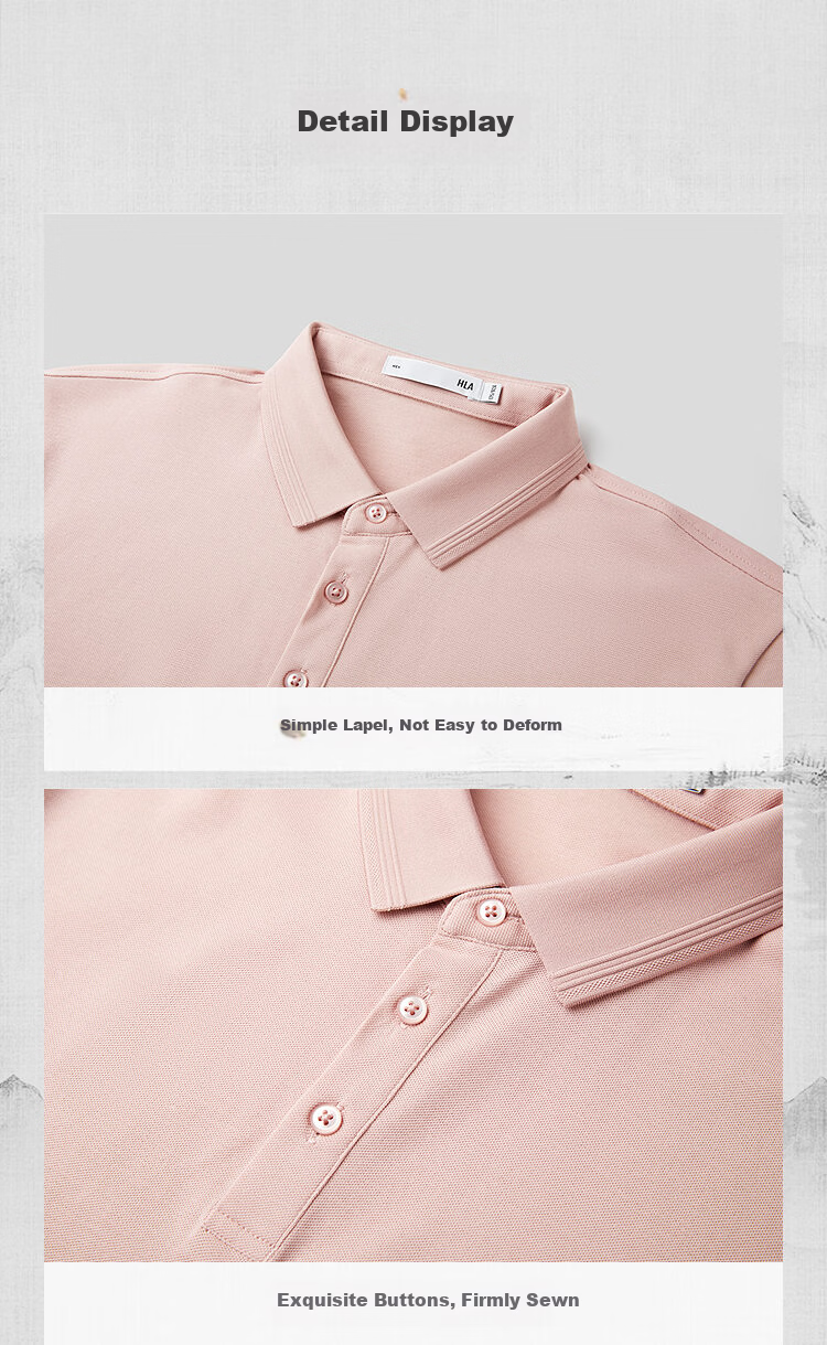 HLA Heilan Home Men's Short Sleeve Polo Shirt 26 Mountain Series Cool and Breathable Summer Short Sleeve 19