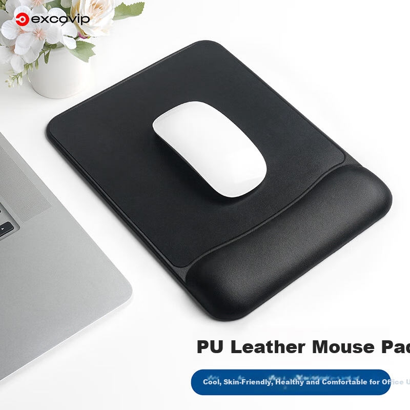 EXCO Leather Mouse Pad Wrist Rest Silicone Wrist Support Waterproof Leather Business Wrist Support Computer Office Gaming Desk Mat Large Wrist Pad 0530 3