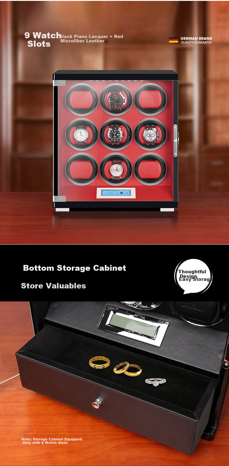 DrikLux Automatic Watch Winder with Fingerprint Lock Storage Box Mechanical Watch Turner New Year Gift for Elders 8