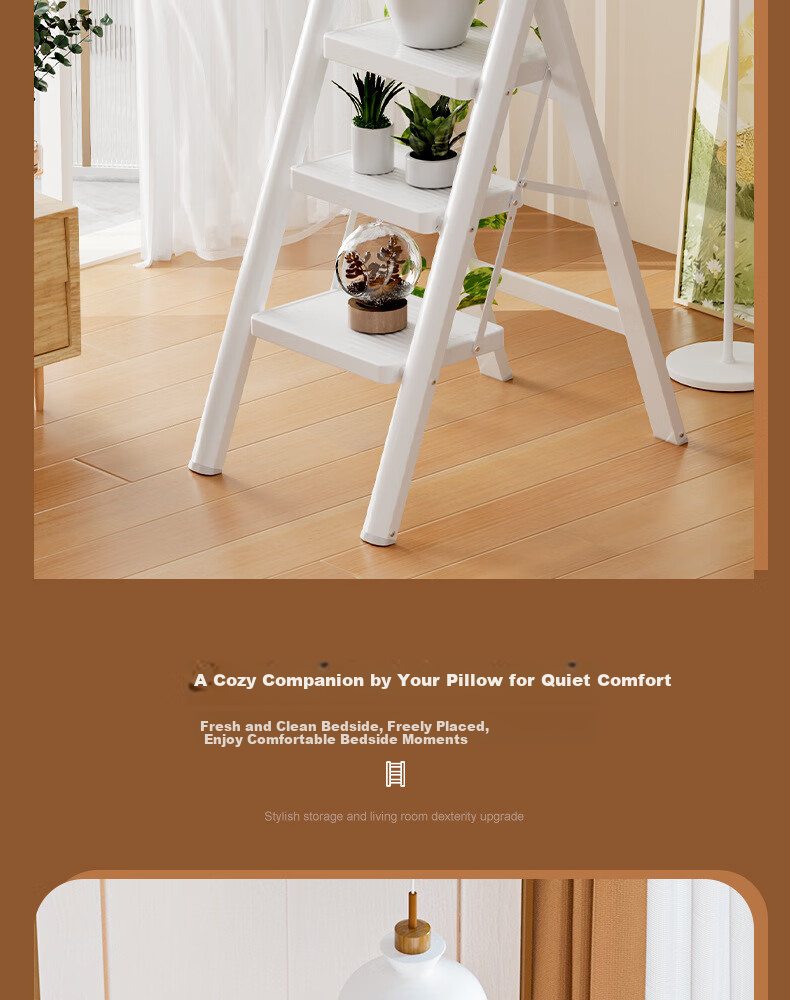 Baoyouni Household Ladder Folding Step Stool Multi-Functional White 3-Step 20