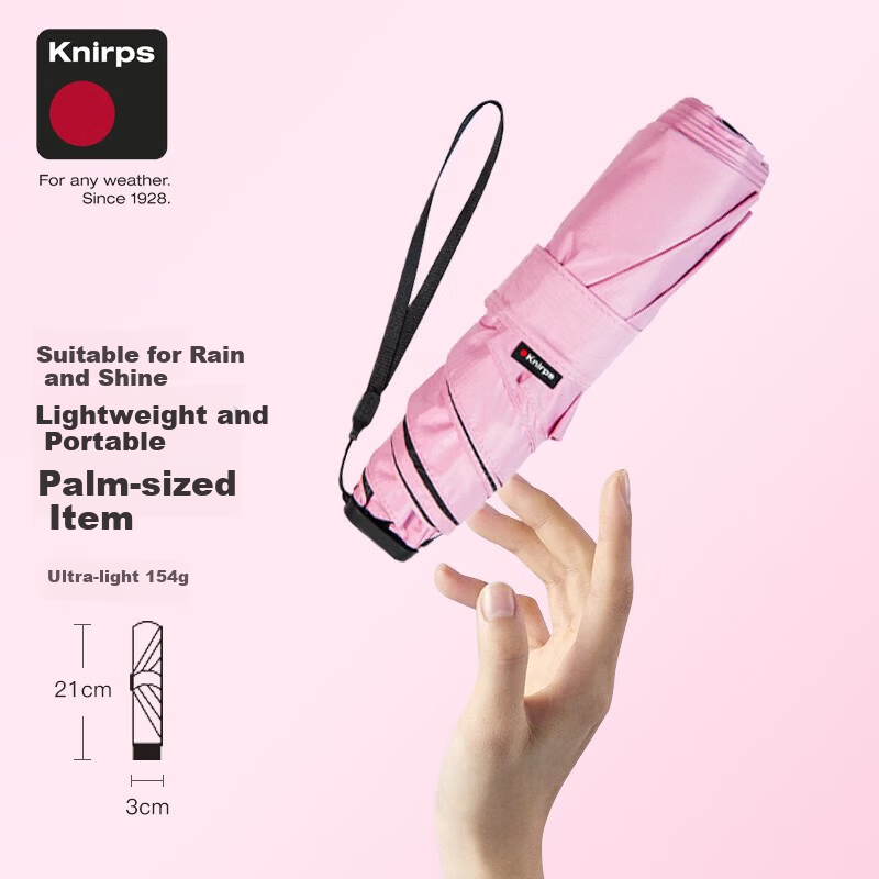 Knirps UV Protection Folding Umbrella Three-Fold Super Sunshade Lightweight Portable Women's Gift Pink