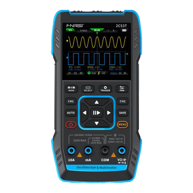 FNIRSI 50MHz Dual Channel 4.5-Digit Handheld Digital Oscilloscope Multimeter Signal Generator 2C53T