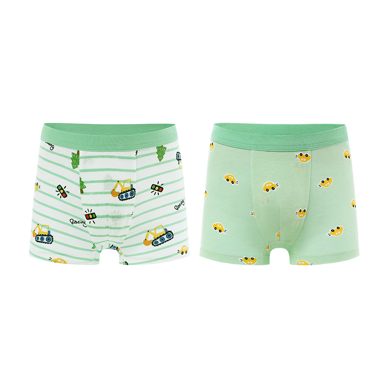 PurCotton Children's Pure Cotton Underwear, 2 Pairs, Student Boy's Boxer Briefs And Triangle Briefs, Breathable And Non-Binding, for Boys And Girls Aged 6-12