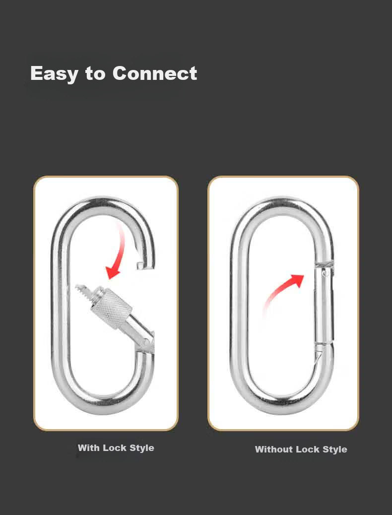 Locroyon O-Shaped Steel Lock Alloy Steel Fastener Climbing Carabiner Main Lock Safety Lock Climbing Hook Safety Hook 3