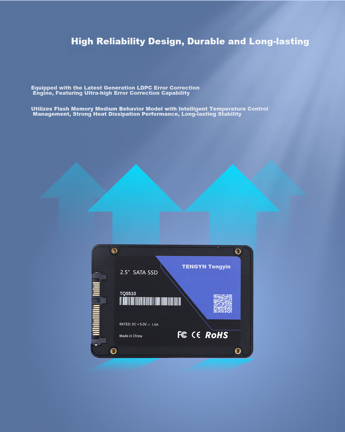 Tengyin Desktop Laptop SATA 3.0 Interface SSD Solid State Drive TQS510 1TB 4