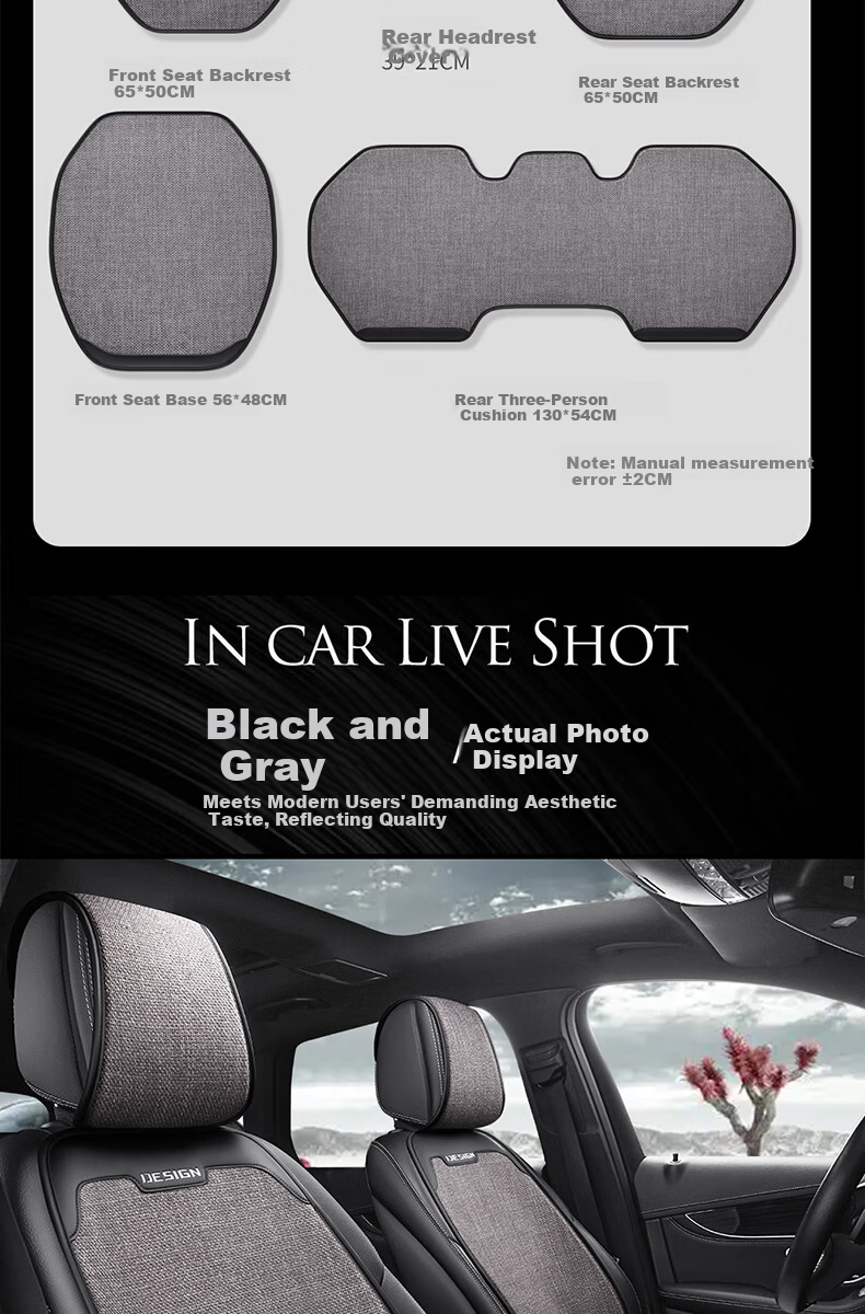 Jiabalan Car Seat Cushion Linen Semi-Enclosed Four-Season Universal Ventilated Breathable Comfortable Seat Cover Cushion 24