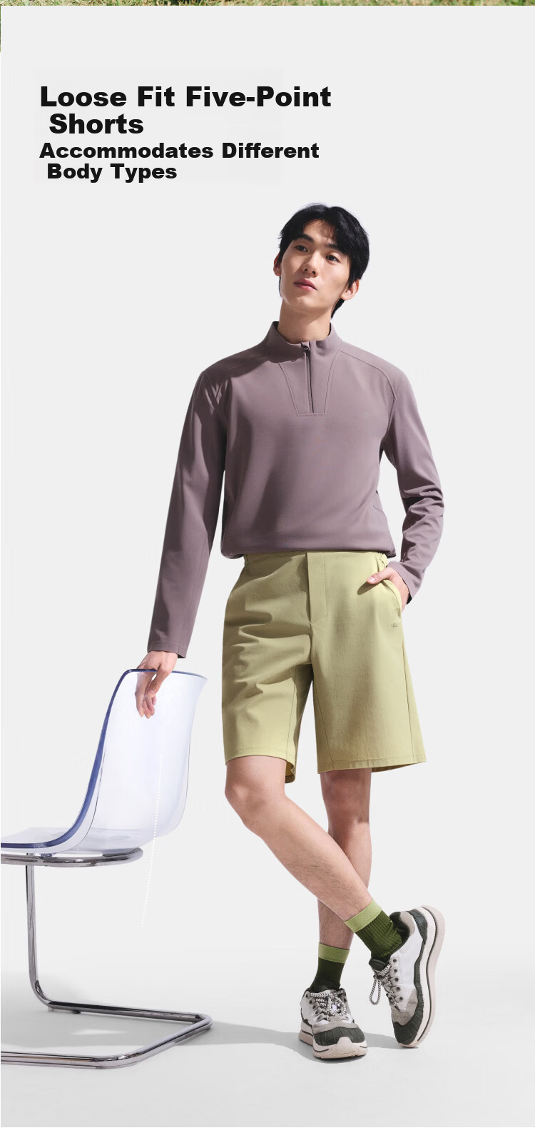 Beneunder Men's Stretch Cooling Breathable Outdoor Casual Sports Loose Fit Five-Point Shorts AL022 Wood Tea Green S 11