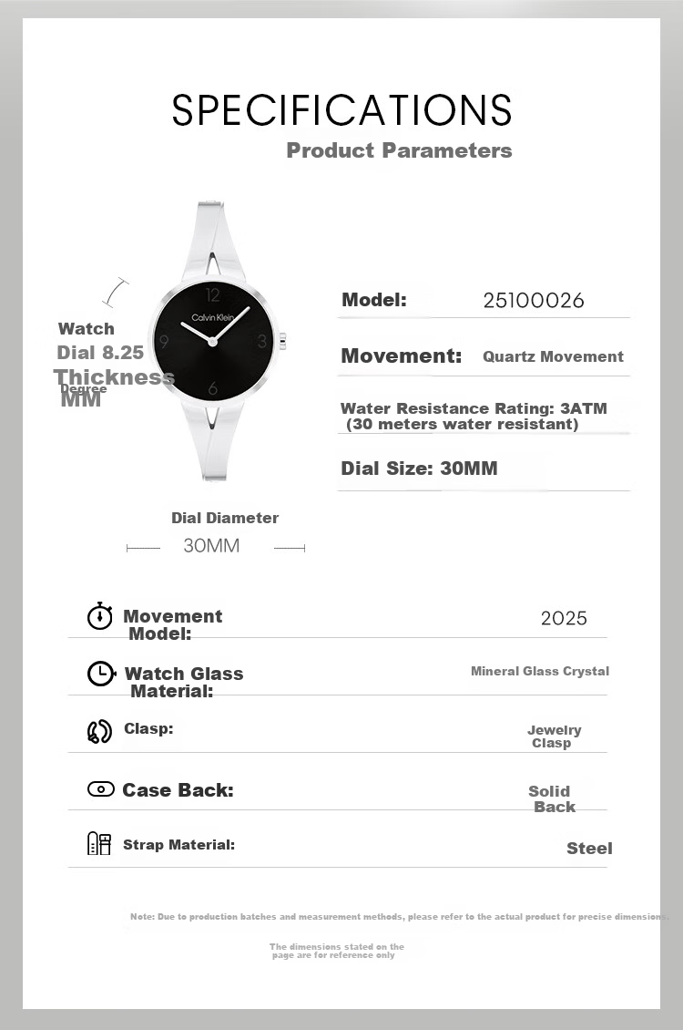 Calvin Klein CK Fashion Series Elegant Quartz Women's Watch 25100026 Gift for Girlfriend Holiday Present 2