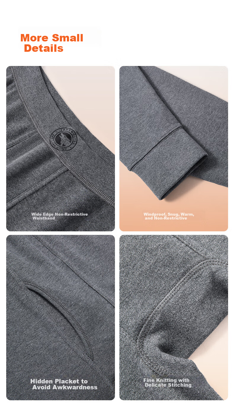 SEPTWOLVES Men's 100% Cotton Thin Thermal Underwear Pants Antibacterial Autumn and Spring Cotton Warm Long Johns 17