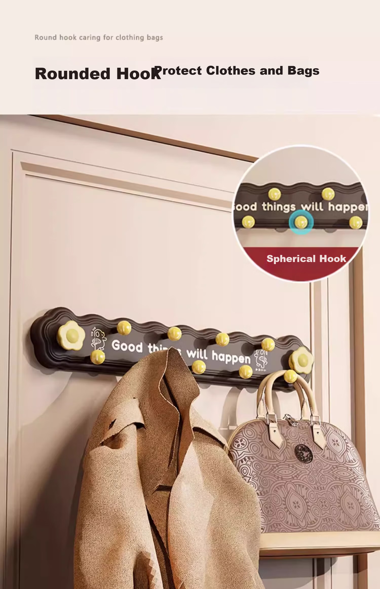 FAJIENUO Dopamine Suction Cup Rotating Row Hook No Drilling Strong Load-Bearing Bathroom Kitchen Brown - Suction Cup 9 Hooks 6