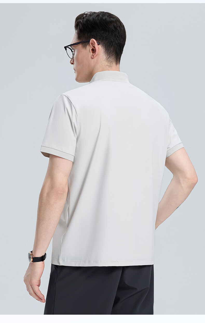 ROMON 7A Antibacterial Ice Silk Polo Shirt Men's Short Sleeve Cooling Summer Quick-Dry T-Shirt 232 12