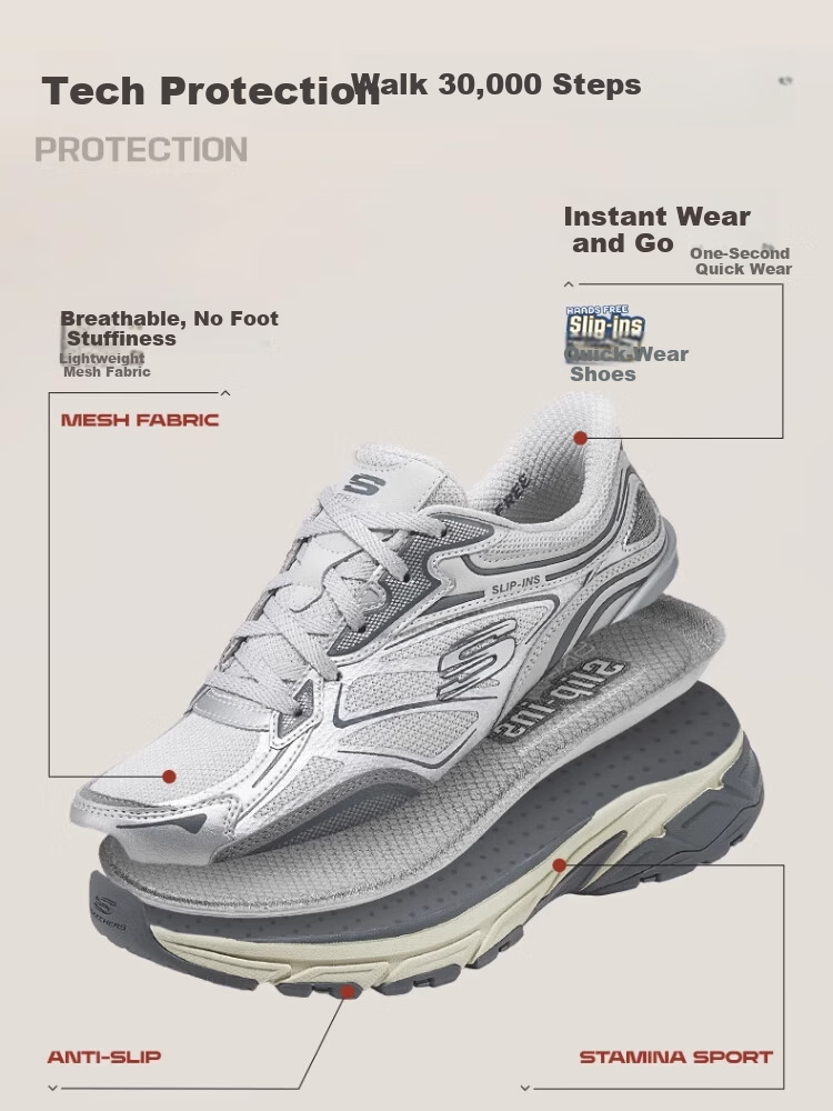Skechers Silver Wing Women's Dad Shoes Casual Fashion Comfortable Height Increasing Sneakers 150711 11