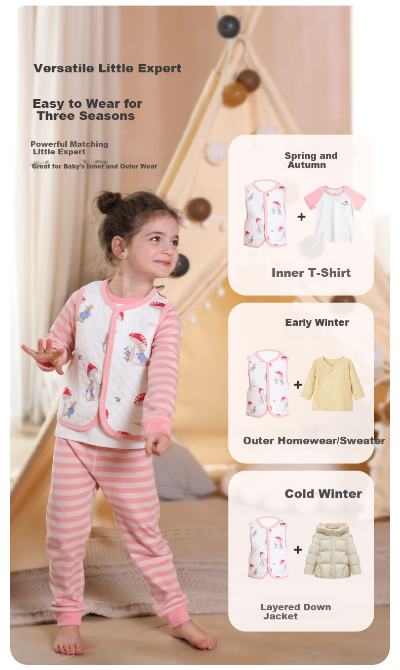Ibaby Baby Vest Autumn Winter Children's Sleeveless Base Layer Vest Baby Small Vest Snow Town Penguin 90 8