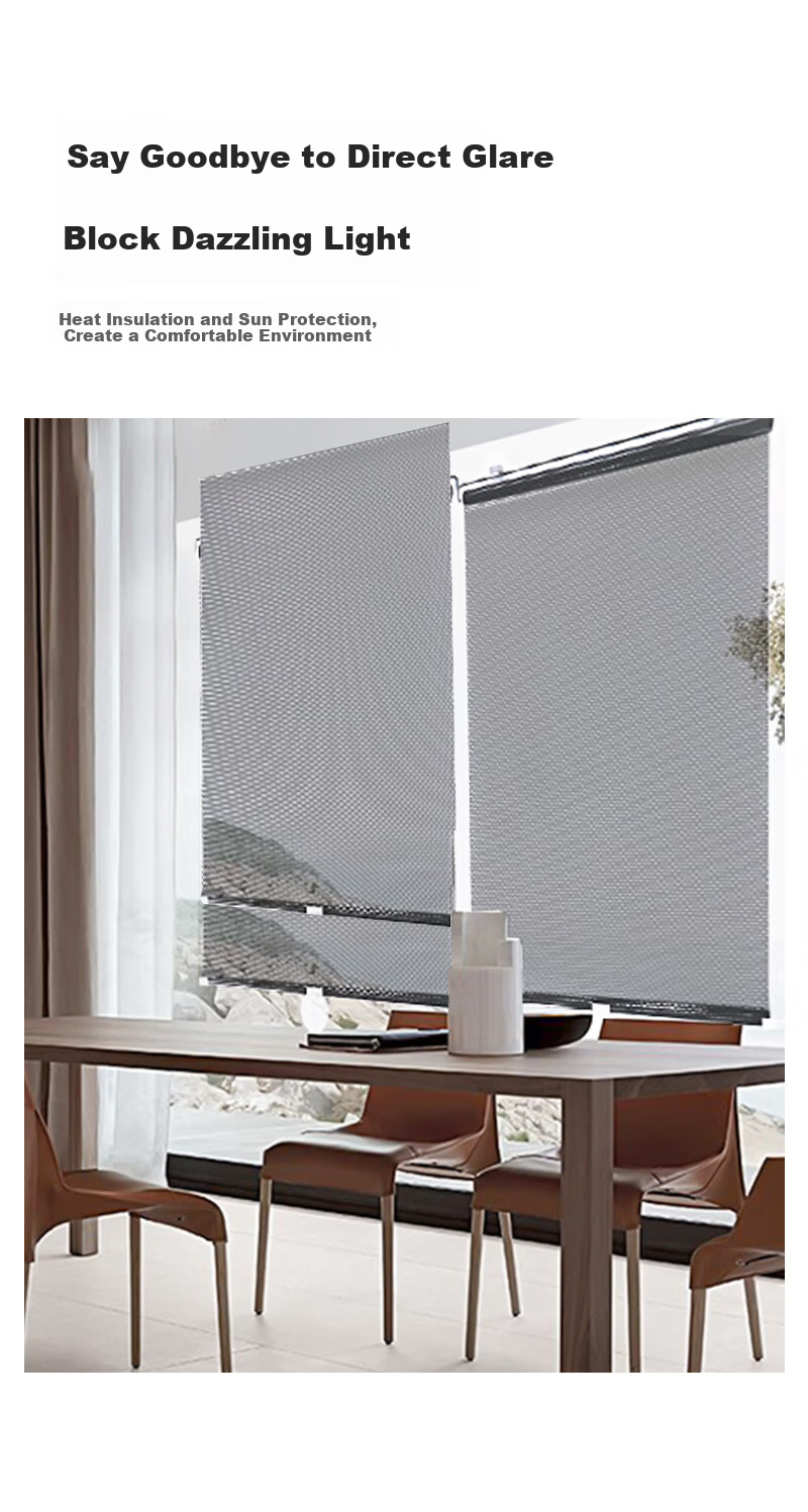 Fuju Sunshade Curtain Punch-Free Sunscreen Blackout Heat-Insulating Roller Blind with Suction Cup, Adjustable 58x125cm 2