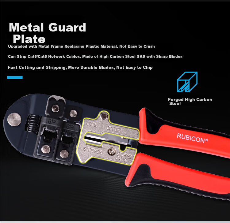 RUBICON Professional Network Cable Crimping Tool RJ45 Crimper Electrician Lightweight Dual-Hole Crimping Pliers RKY-318 5
