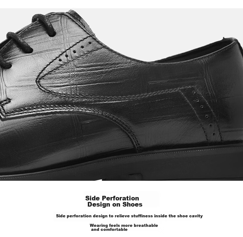HLA Men's Leather Shoes, Business Genuine Leather Shoes for Men HAAPXM2FAV217, Height-Increasing Style, Size 42 15