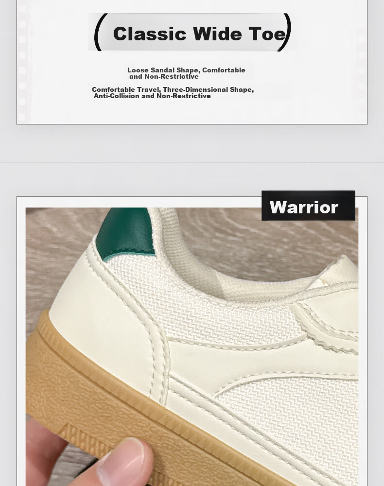 Warrior Women's Shoes 2026 New Summer Classic Retro Sneakers Comfortable Breathable Casual Shoes Beige Green Size 35 5