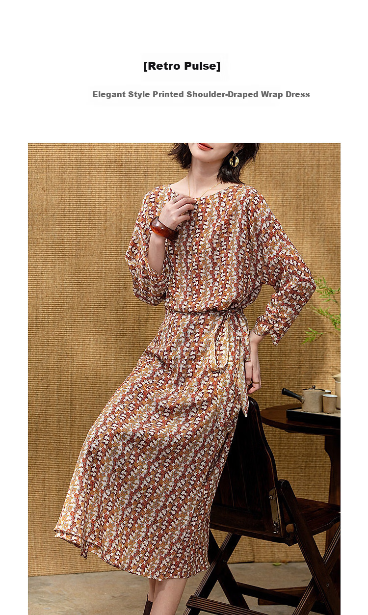 Demana Vintage Pulse Spring Elegant Floral Print Raglan Wrap Waist Tie Petite Women's Dress 3