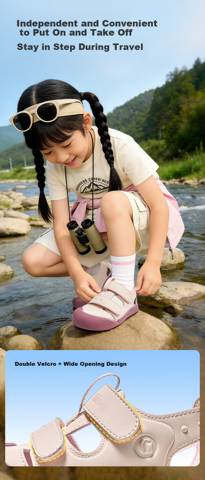 Ginoble Children's Walking Shoes 2026 Summer Breathable Sandals for Boys and Girls Ages 1-5 GW1875 Light Beige 6