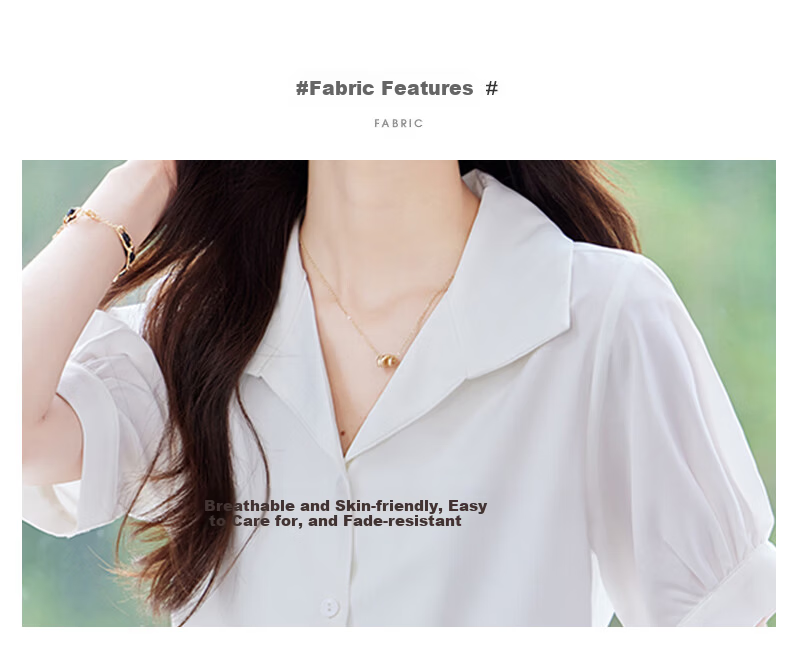 Jeanswest Women's Summer Short Sleeve Shirt Lapel Design Commuter Professional Cardigan White S 2
