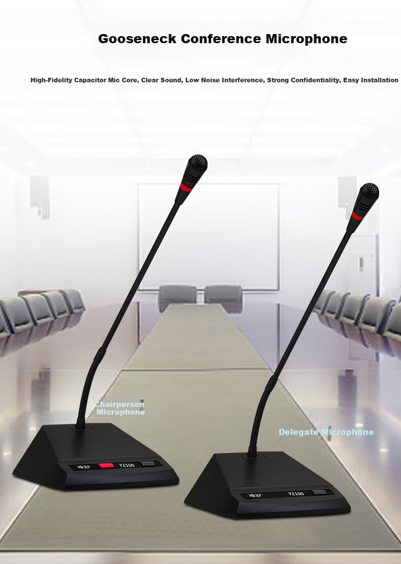 Weishu YZ100 Wired Hand-in-Hand Conference System Host Discussion Type with Expansion Encoder One-Key Control Bilingual Menu Conference Microphone Host 2