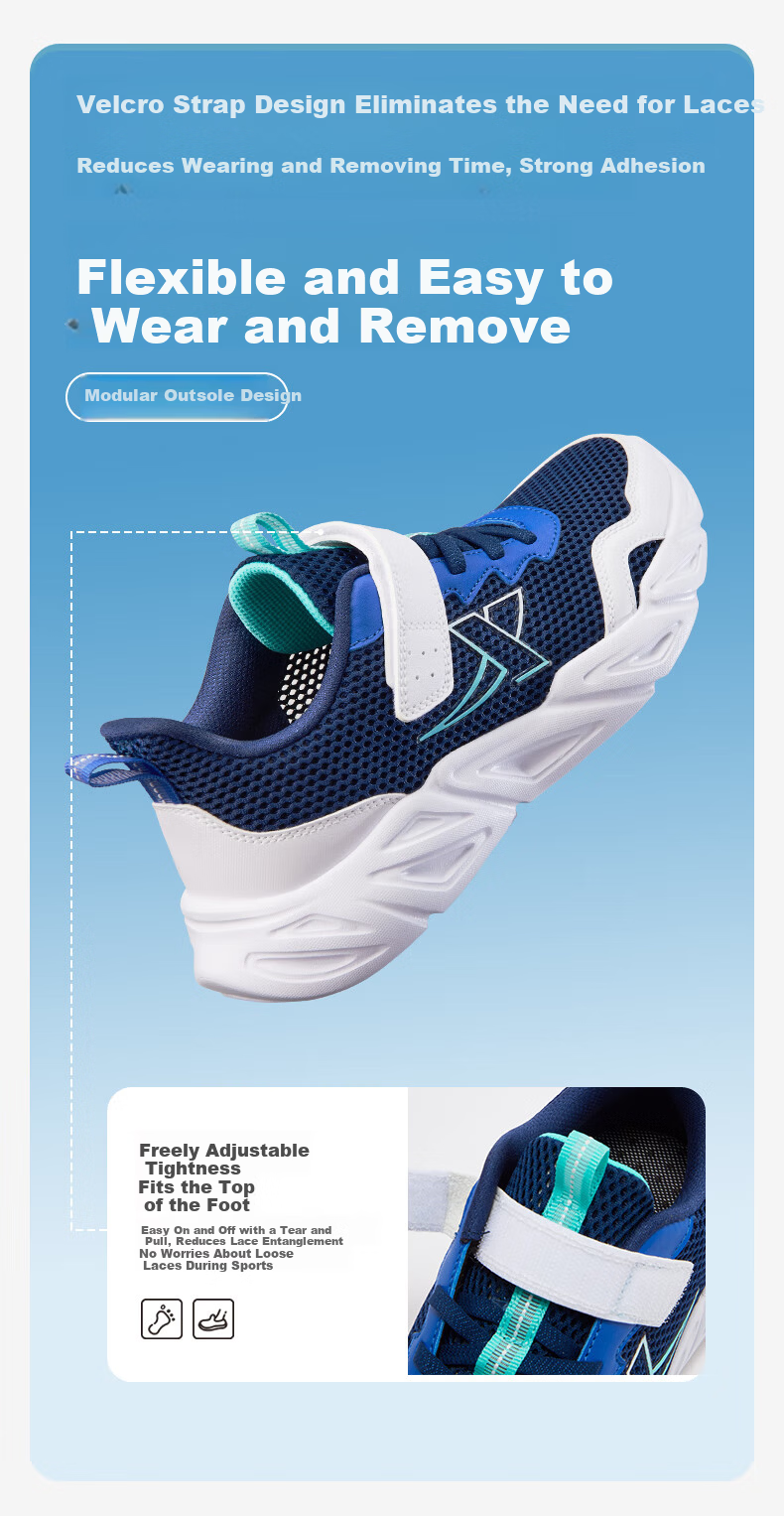 XTEP Kids Lightweight Soft Running Shoes High Elastic Shock Absorption Mesh Sports Shoes Sail White/Brown Gray Size 37 4