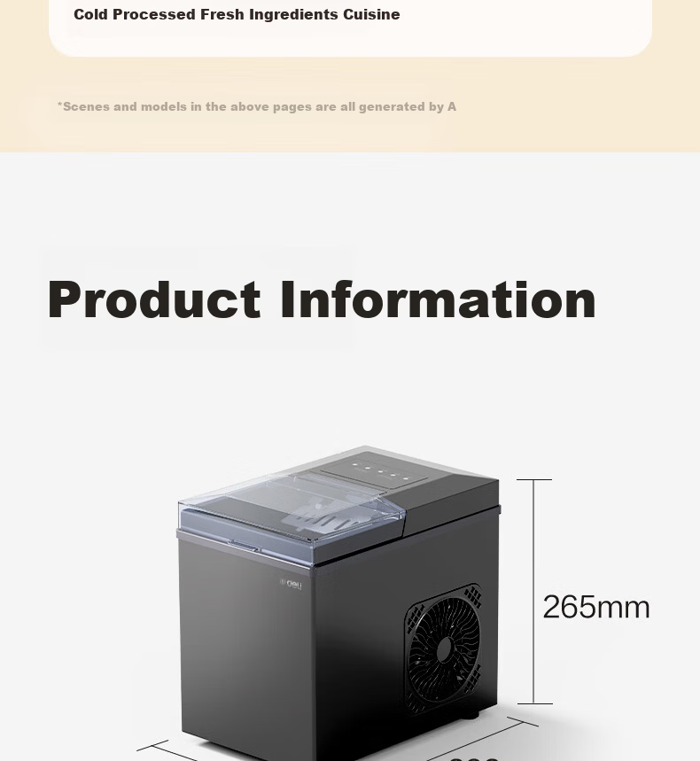 Deli Ice Maker, Compact Home And Dorm Portable Mini 92W Low-Power Ice Making Machine, Fully Automatic Water Dispenser with Self-Cleaning Water System, Food-Grade Material 14
