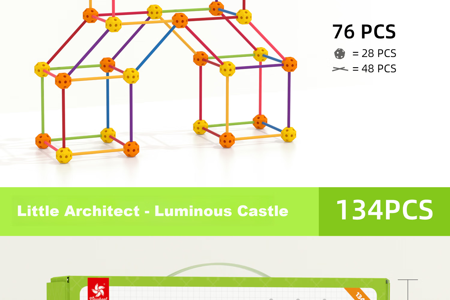Pinwheel Little Constructor Children's Building Blocks Toy Educational Assembly Large Castle Construction Set for Boys, Glow-In Castle 16