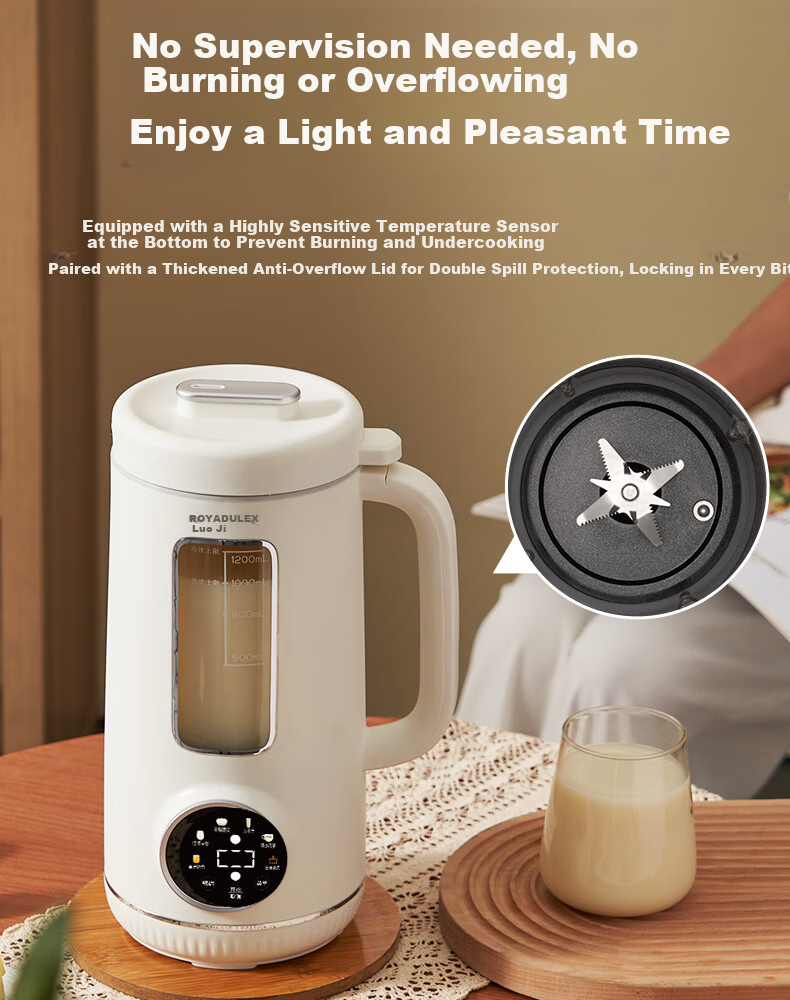 ROYALTY LINE 1.2L Soy Milk and Blender Machine, Household 2-3 Person, Noise Reduction, 16-Blade Fully Automatic Timer, No Soaking, No Filtering, Multifunctional Baby Food Processor, Compact Food Proce 21