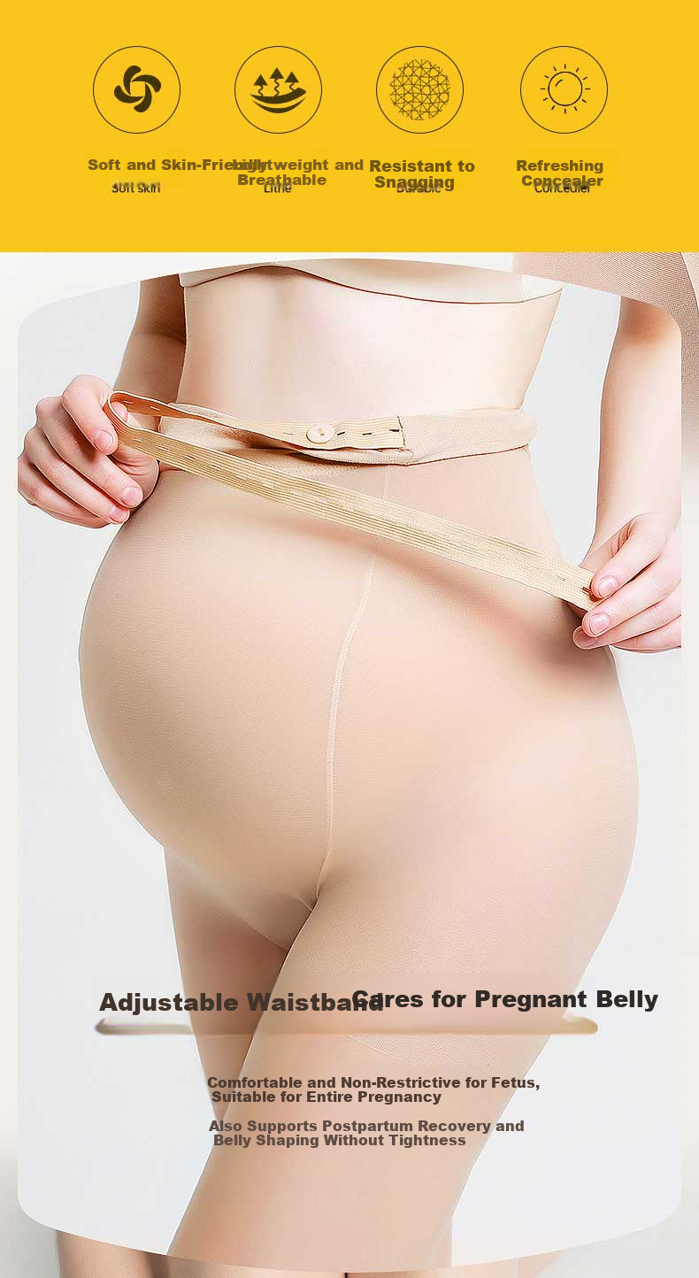 LangSha Maternity Pantyhose Adjustable Waistband Ultra-thin Anti-Snag Nude Maternity Tights Leggings 2