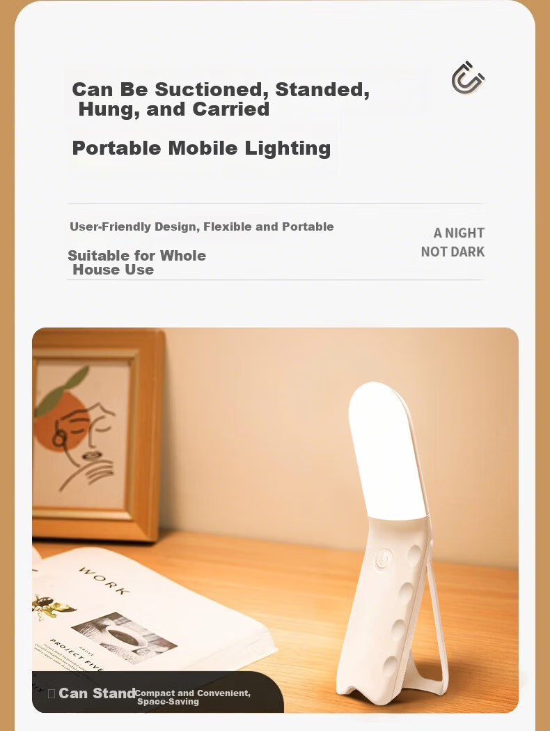 Jingqian Bedside Lamp Night Light Bedroom Sleep Nightlight Reading Desk Lamp Eye Protection Magnetic Wall-Mounted Dormitory Super Bright Study Light 9
