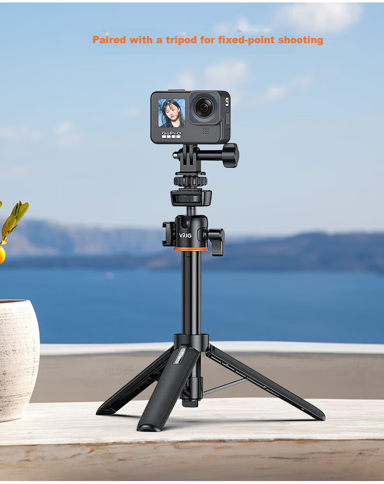 VRIG AC-80 Lightweight Tripod Selfie Stick 360° Pan Head for DJI Action 6 5 Pro 4 Nano Insta360 Sports Camera Selfie Stick 7