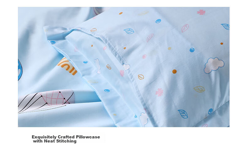 Fuanna Children Bedding Set 3-Piece A-Class 60s Pure Cotton Sheet and Quilt Cover Dormitory 1.2m Bed 152x210cm 11