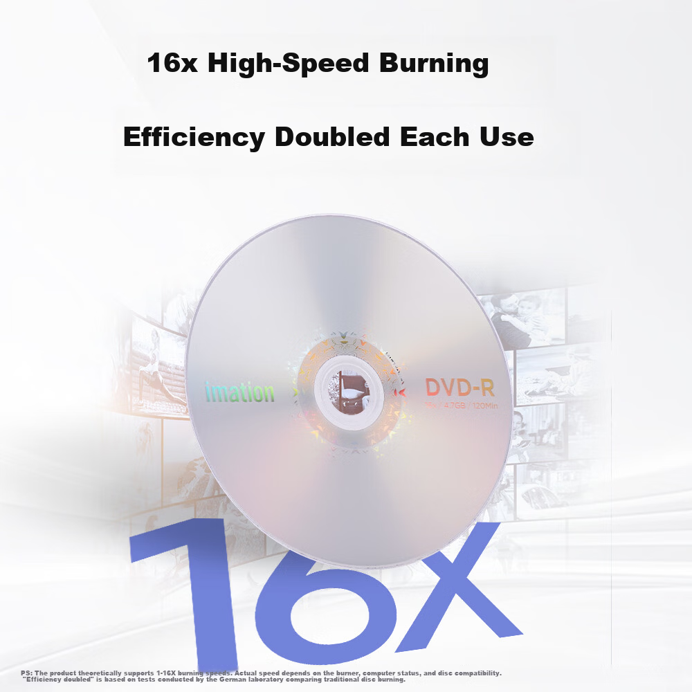 IMATION Laide DVD-R Blank Discs 50-Pack 16x Speed 4.7GB High Capacity High-Speed Discs for Computer Reading, Burning, Storage, Office Files, Data, Video, Music