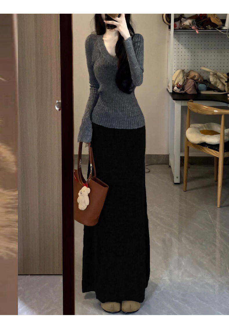 Langsha Women's Mermaid Skirt Spring Autumn 2026 New High Waist Slim A-Line Bodycon Skirt Elegant Temperament Premium Half Skirt 19