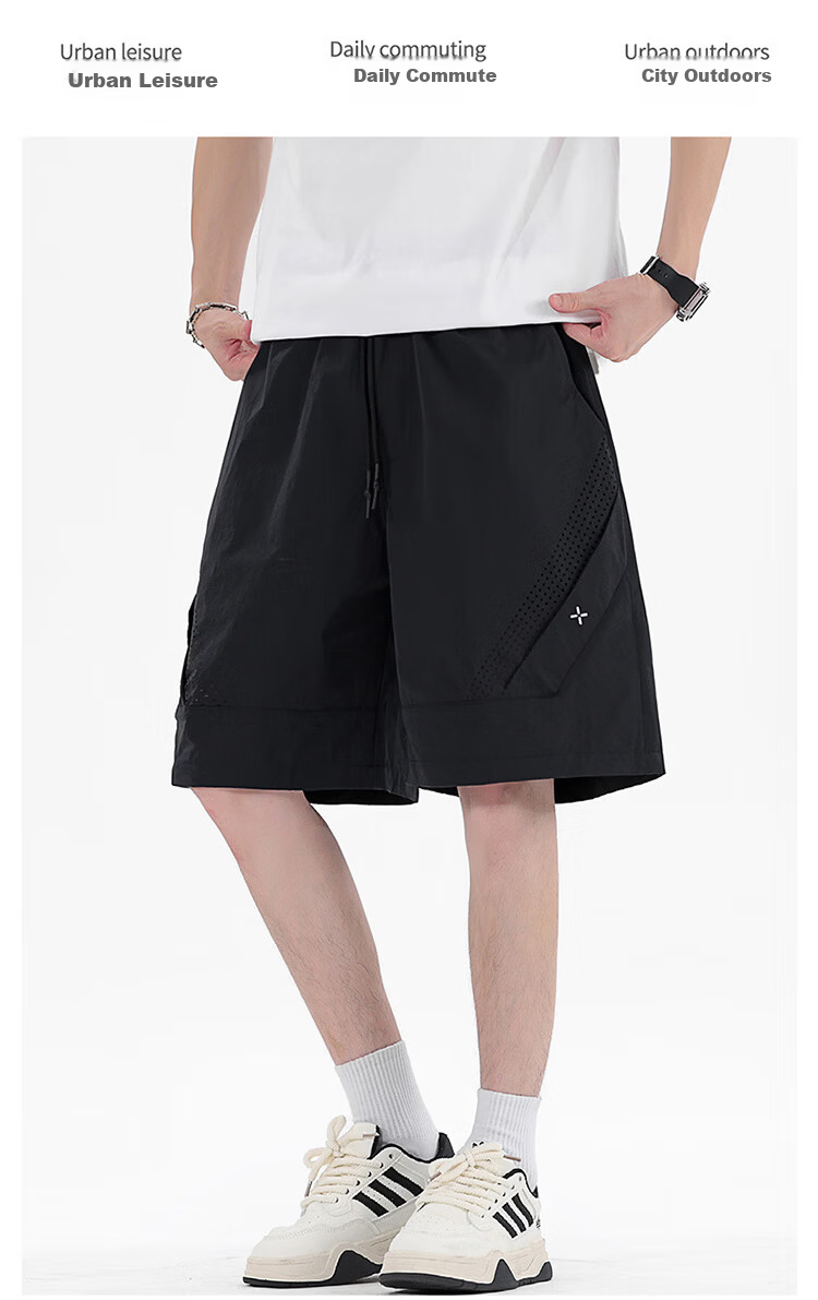 I'M DAVID Men's Summer 2025 New Breathable Casual Basketball Sports Mid-Length Shorts Trendy Ice Silk Quick-Dry Five-Point Pants 1
