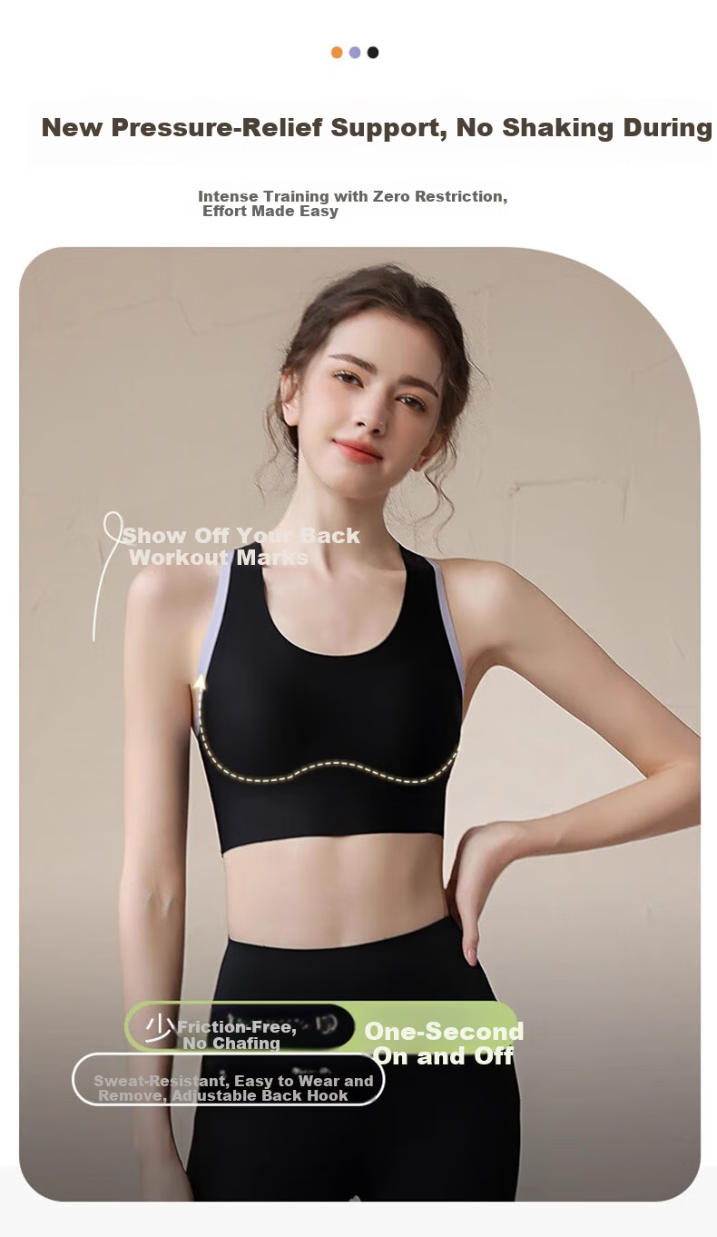LangSha Women's High-Impact Sports Bra Shockproof Anti-Sagging Running Fitness Yoga Top Integrated Backless Bra 2