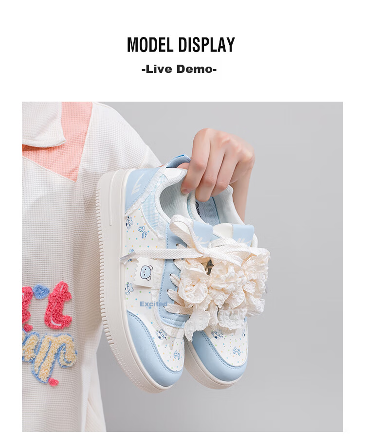 Warrior Women's Shoes, Creative Thick-Soled Shoes for Spring And Autumn, Retro Printed Original Versatile Casual Sneakers, Beige Light Blue, Size 37 3