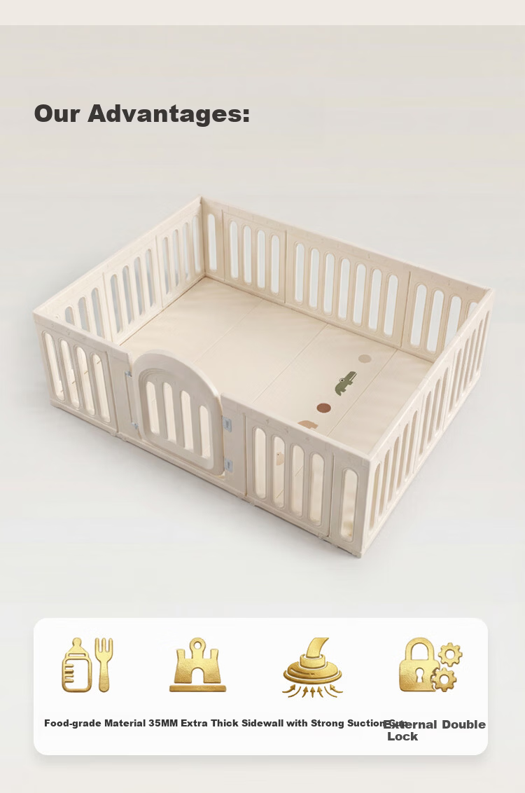 JD Original Crawling Mat Fence, Baby Floor Playpen, Living Room Protective Barrier, Floor Mat, Crawling Pad, Baby Fence, 150*200CM 2