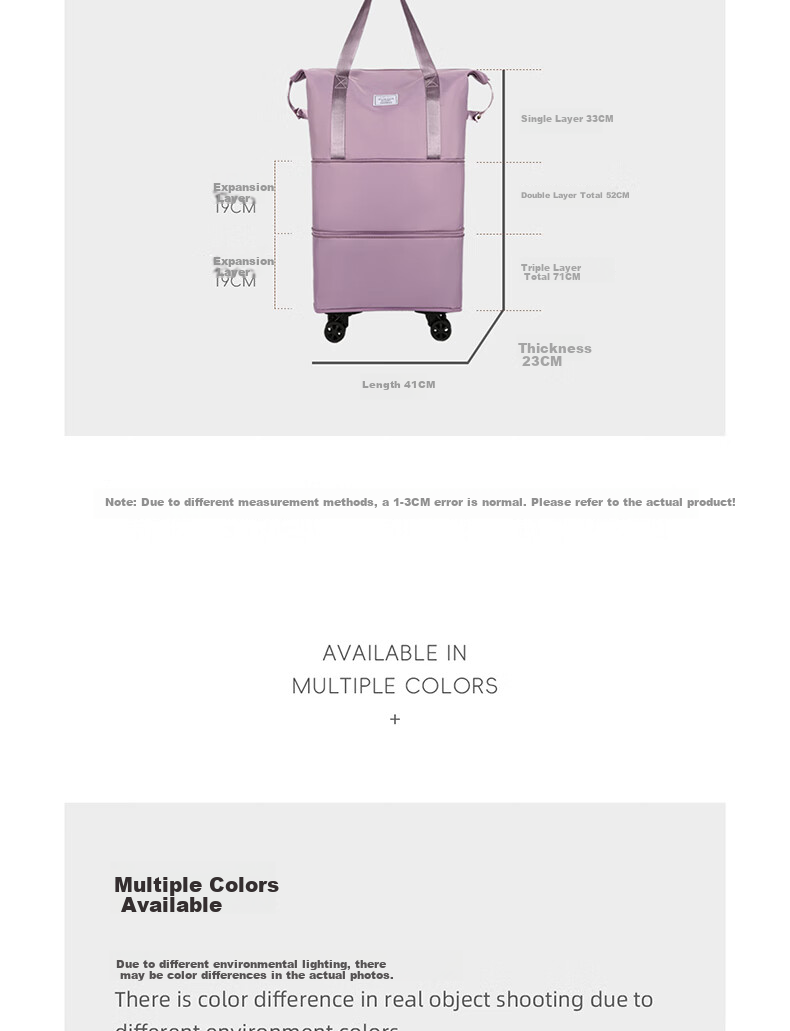 JINSHIWQ Travel Bag Large Capacity Rolling Travel Duffle Bag Portable Maternity Storage Bag with Wet and Dry Separation 3