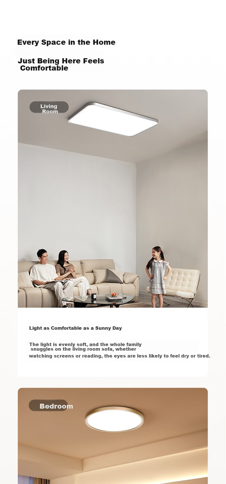 Lipro Eye-Protecting Ceiling Light, Full Spectrum, Whole House Simple Bedroom Lamp, Star Ring Ultra, Bright Moon Silver, 50W 9