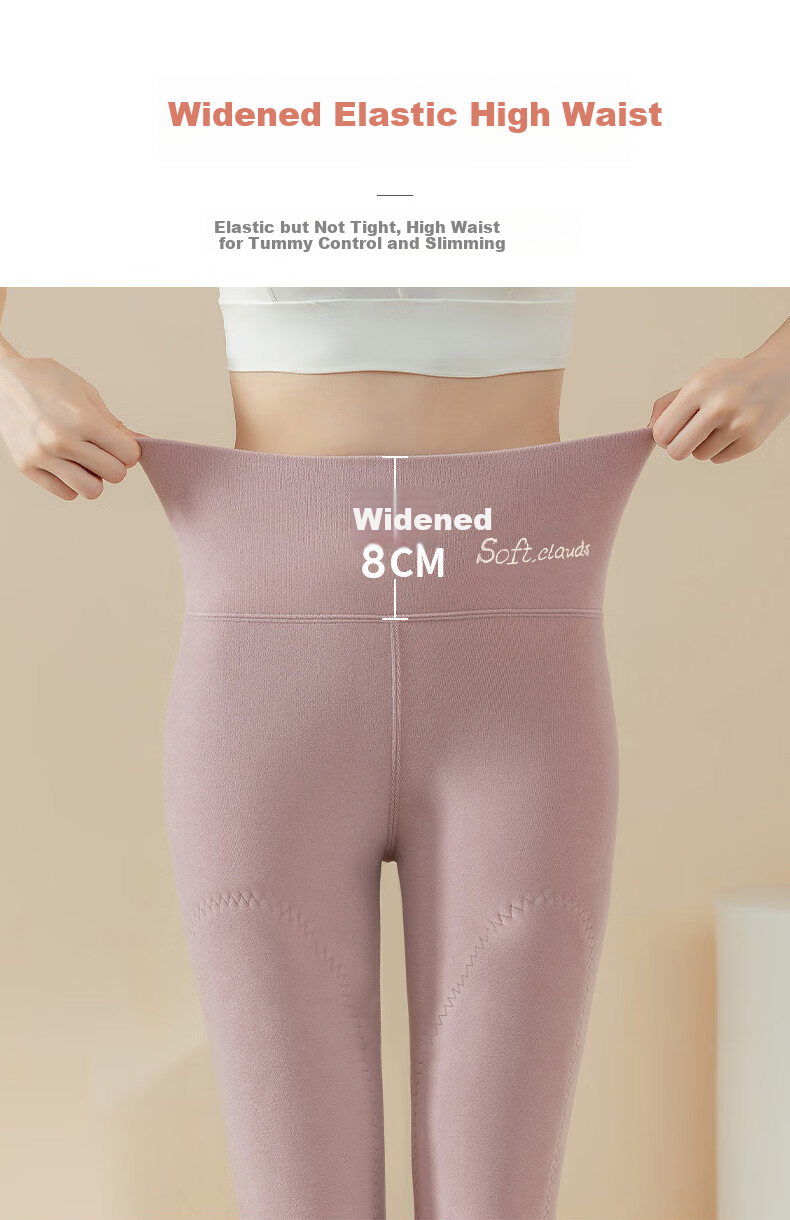 LangSha Women's Thermal Fleece Lined Winter Pants Thickened Down Silk Knee Protection Cotton Wool Plus Size Lambswool High Waist Long Johns 12