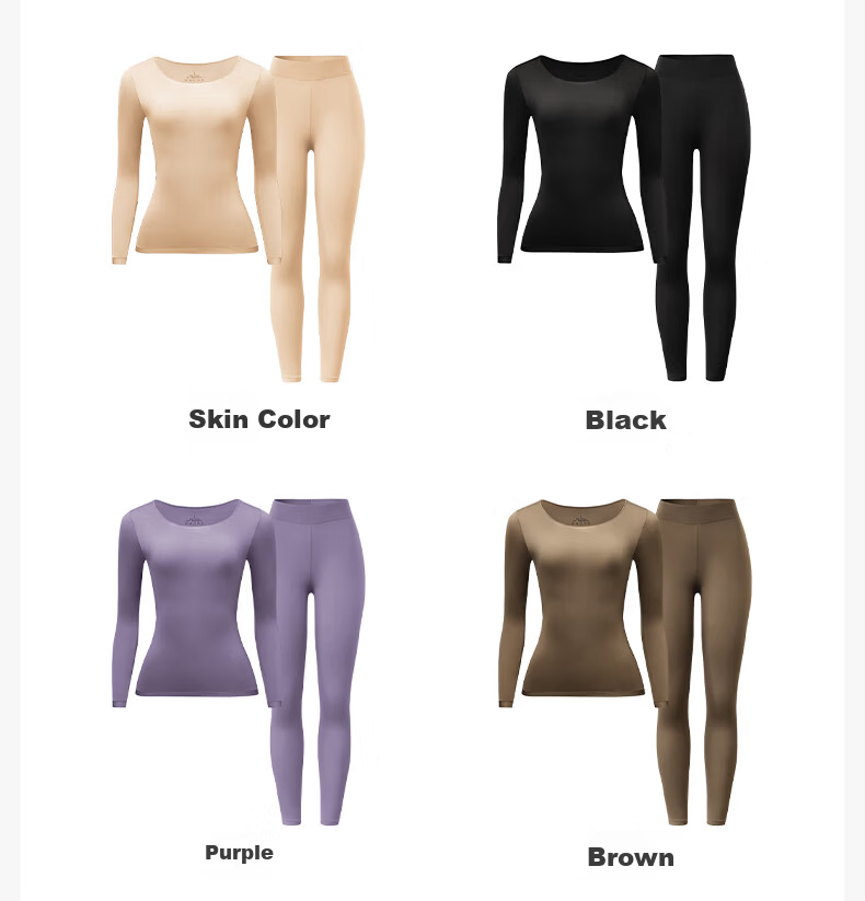 Herbal Essence Women's Autumn Thermal Underwear Set Ultra-Thin Hyaluronic Acid Skin-Enhancing Warm Base Layer Top and Bottom 19