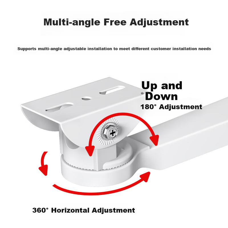 COMPCCTV Outdoor Surveillance Pole Mount Bracket for Security Cameras, Iron Clamp Holder for Utility Poles, Fence, Adjustable Goose Neck Joint, Wall Corner Installation Bracket