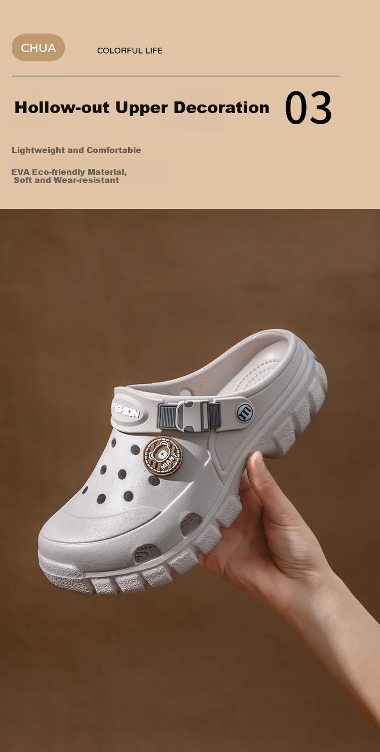 Darcy Mister Men's Summer Outdoor Breathable Holey Shoes Thick Sole EVA Closed-Toe Sandals 4