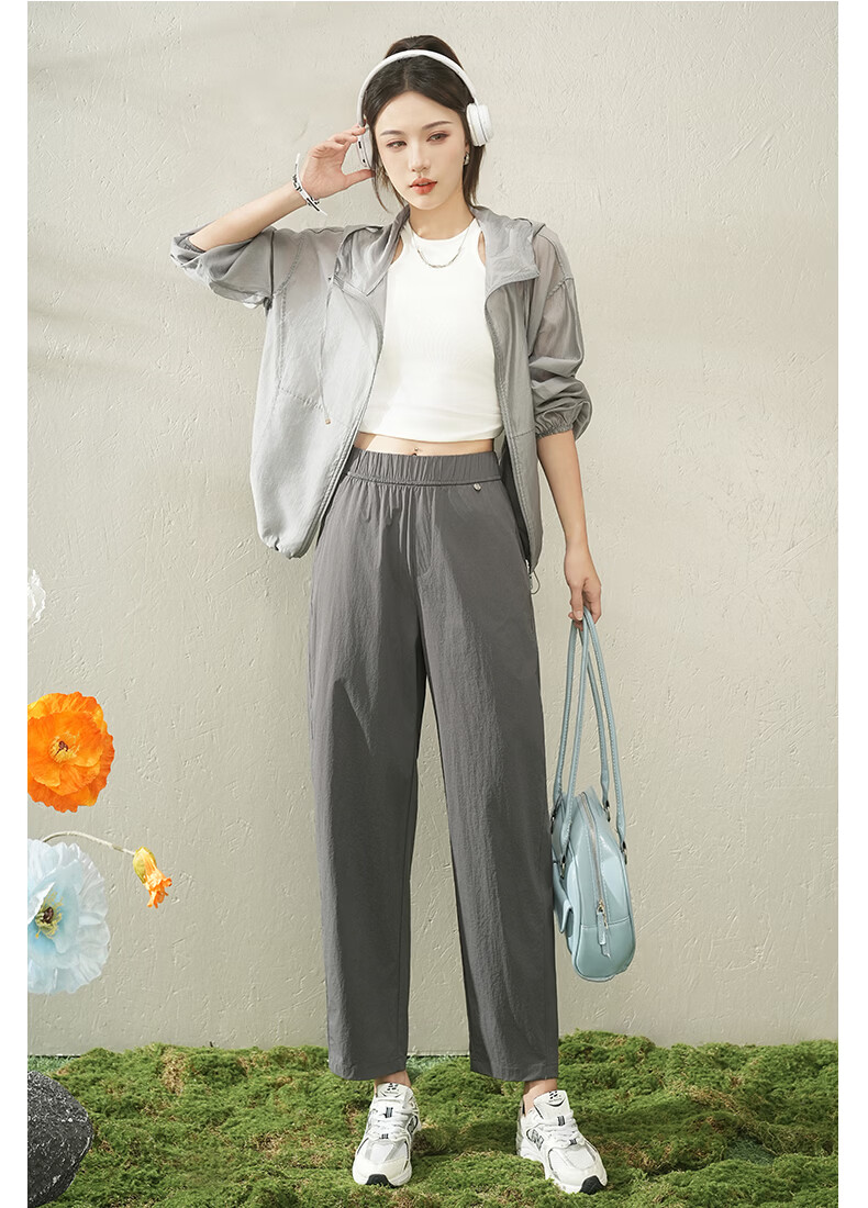 Borui Women's Lightweight Summer Sun Protection Cooling Capri Pants 2026 New Slim Fit Casual Pants Navy XL 18