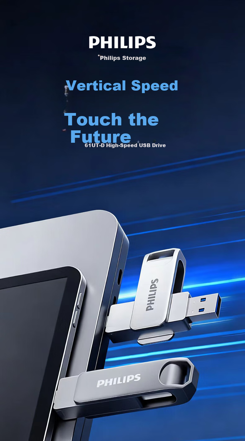 PHILIPS 64GB Type-C USB3.2 Dual Interface Mobile USB Drive Upgraded Version 61UT-D Metal Rotating High-Speed Read/Write Durable USB Flash Drive for Business Office Study 2