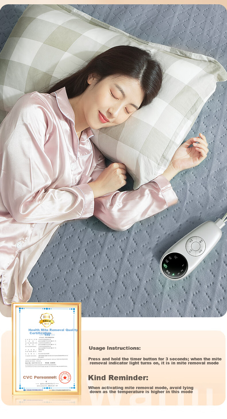 CHIGO Graphene Waterproof Single Electric Heating Blanket 1.8x0.9m High Temperature Power-off 3C Certified Dormitory Use 16