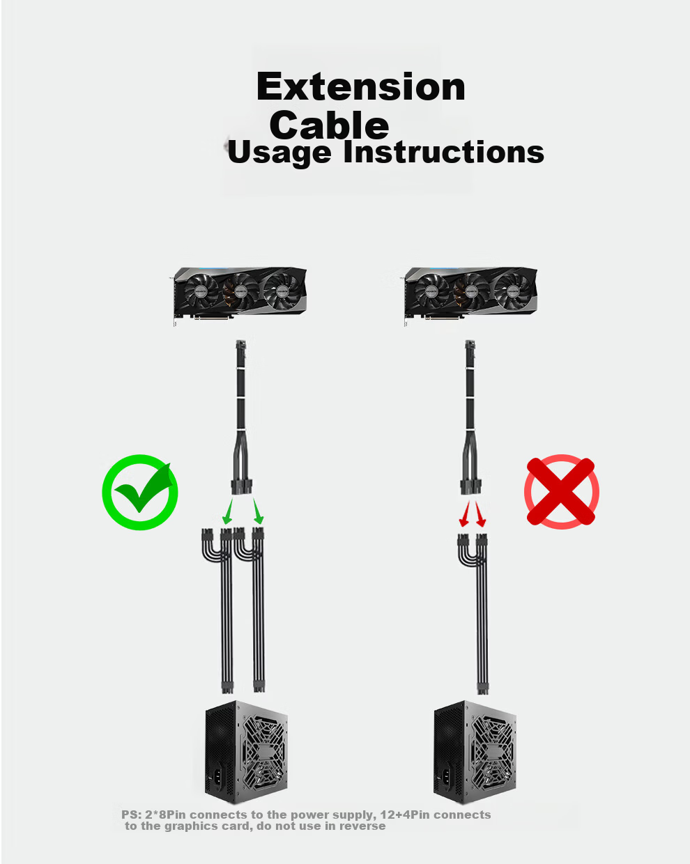 BURLEFRAN 12VHPWR GPU Power Extension Cable 2x8Pin to 16Pin 12+4Pin Dual 8P to 12+4P 34cm Black 2